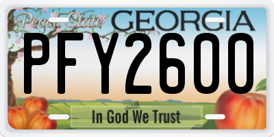 GA license plate PFY2600