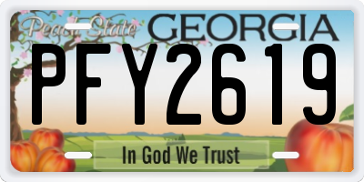 GA license plate PFY2619