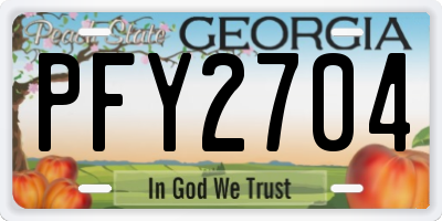 GA license plate PFY2704