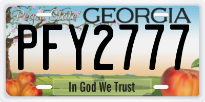 GA license plate PFY2777