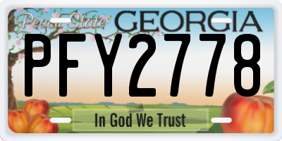 GA license plate PFY2778