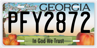 GA license plate PFY2872
