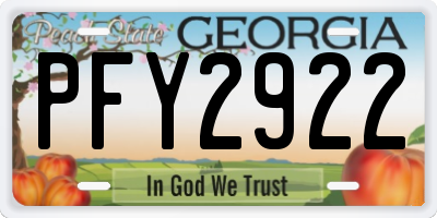 GA license plate PFY2922