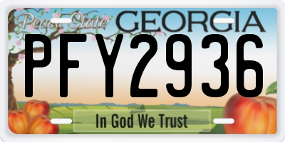 GA license plate PFY2936