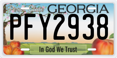 GA license plate PFY2938