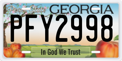 GA license plate PFY2998