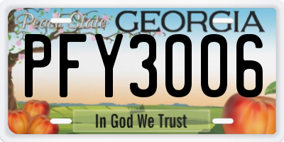 GA license plate PFY3006
