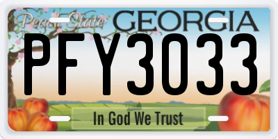 GA license plate PFY3033