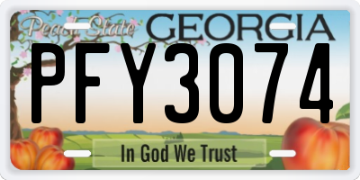 GA license plate PFY3074