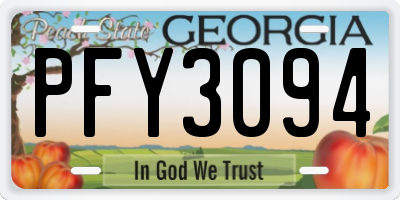 GA license plate PFY3094