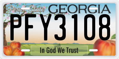 GA license plate PFY3108