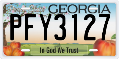 GA license plate PFY3127