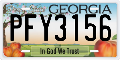 GA license plate PFY3156