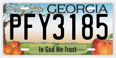 GA license plate PFY3185
