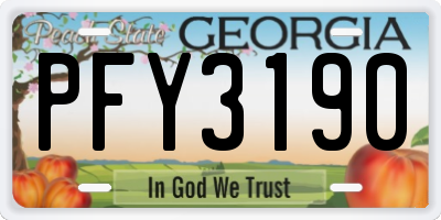 GA license plate PFY3190