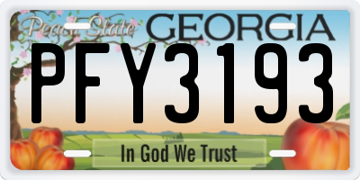 GA license plate PFY3193