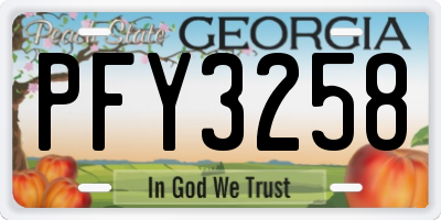 GA license plate PFY3258