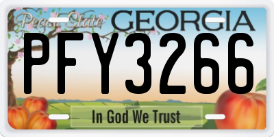 GA license plate PFY3266