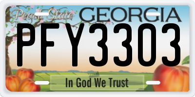 GA license plate PFY3303