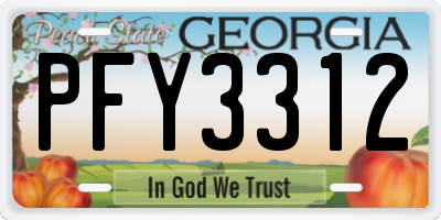 GA license plate PFY3312