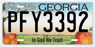GA license plate PFY3392