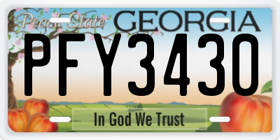 GA license plate PFY3430