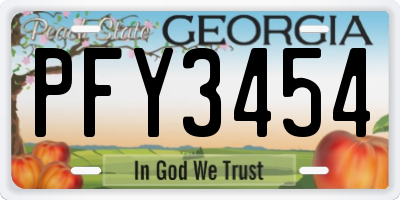 GA license plate PFY3454