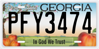 GA license plate PFY3474