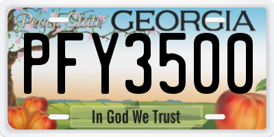 GA license plate PFY3500