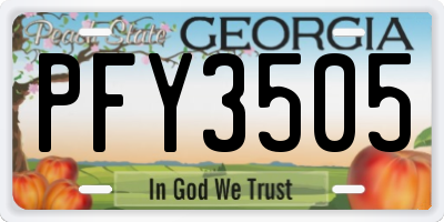 GA license plate PFY3505