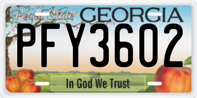 GA license plate PFY3602