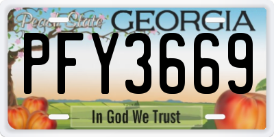 GA license plate PFY3669