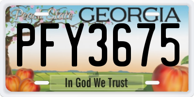 GA license plate PFY3675