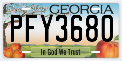 GA license plate PFY3680