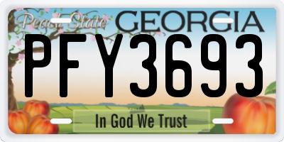GA license plate PFY3693