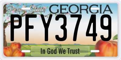 GA license plate PFY3749