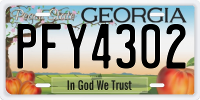 GA license plate PFY4302