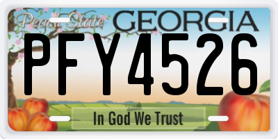 GA license plate PFY4526