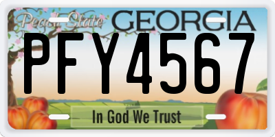 GA license plate PFY4567