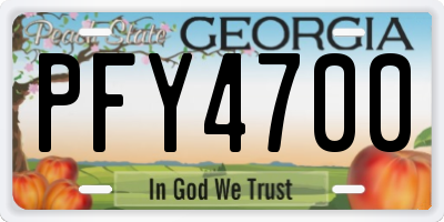 GA license plate PFY4700