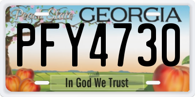 GA license plate PFY4730