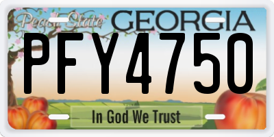 GA license plate PFY4750