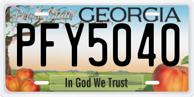 GA license plate PFY5040