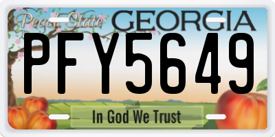 GA license plate PFY5649