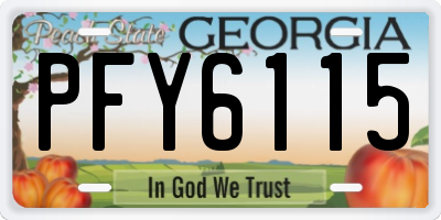 GA license plate PFY6115