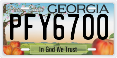 GA license plate PFY6700