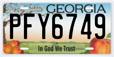 GA license plate PFY6749