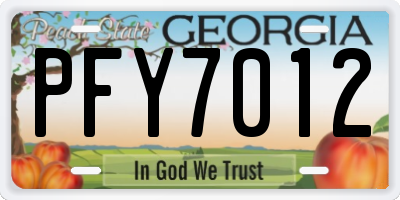 GA license plate PFY7012