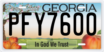 GA license plate PFY7600
