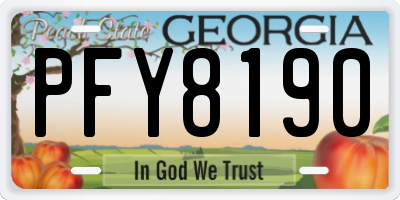 GA license plate PFY8190